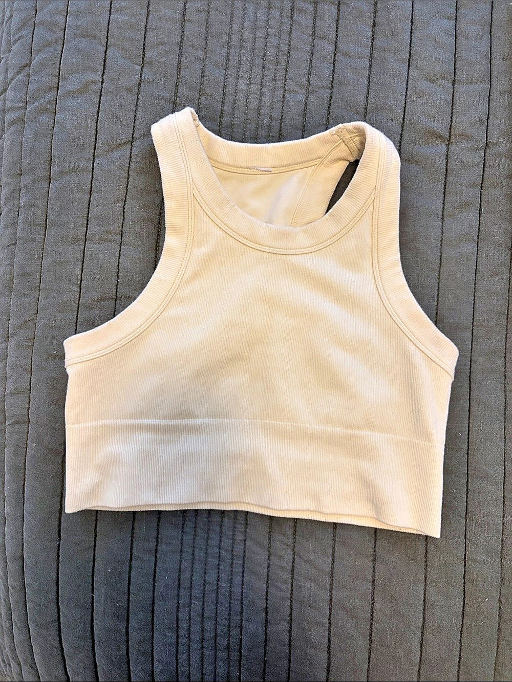 Alo Ribbed Cropped Athletic Tank in Yellow Like New